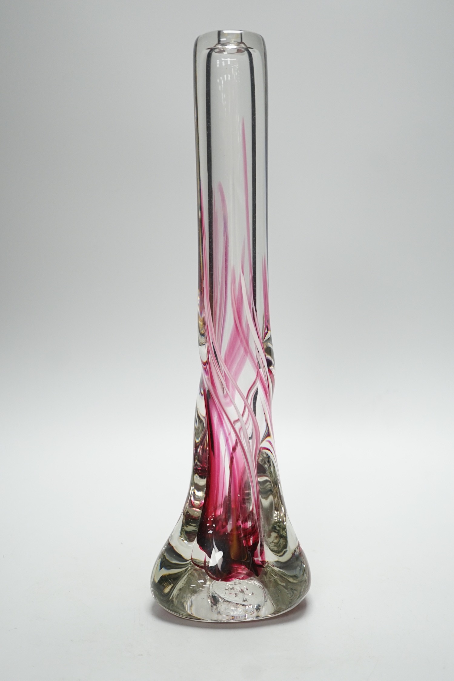 A Strathearn coloured glass lamp stem. 40cm tall